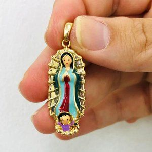 Virgen de Guadalupe Neckl Tri Color 36x15 for Womens Rope Chain Cadena Guadalupe
